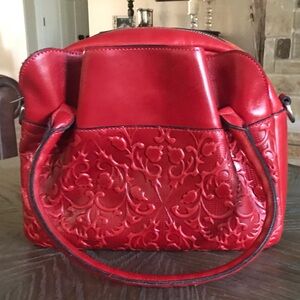 Patricia Nash Elegant Red Embossed Handbag